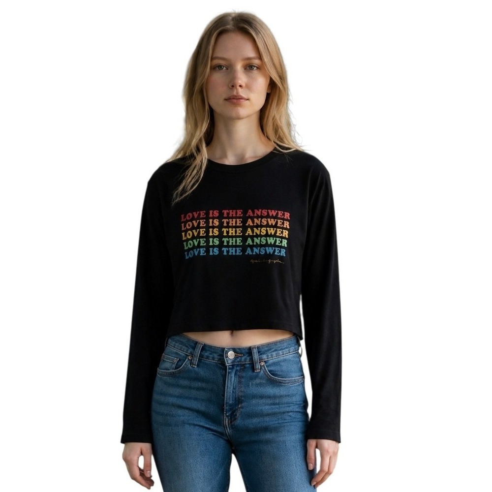 Spiritual Gangster "Love is the Answer " Women size Medium Indie Grunge Crop Top